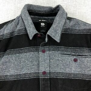 Rusty Flannel Shirt Mens Small Gray Black‎ Stripe Button-Up Surf Skate Shacket